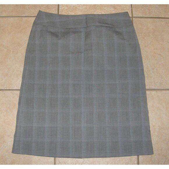 Dark Gray Glen Plaid Sz 8 Church Office Side Zip Knee Length Lined Skirt GEORGE - Picture 1 of 3